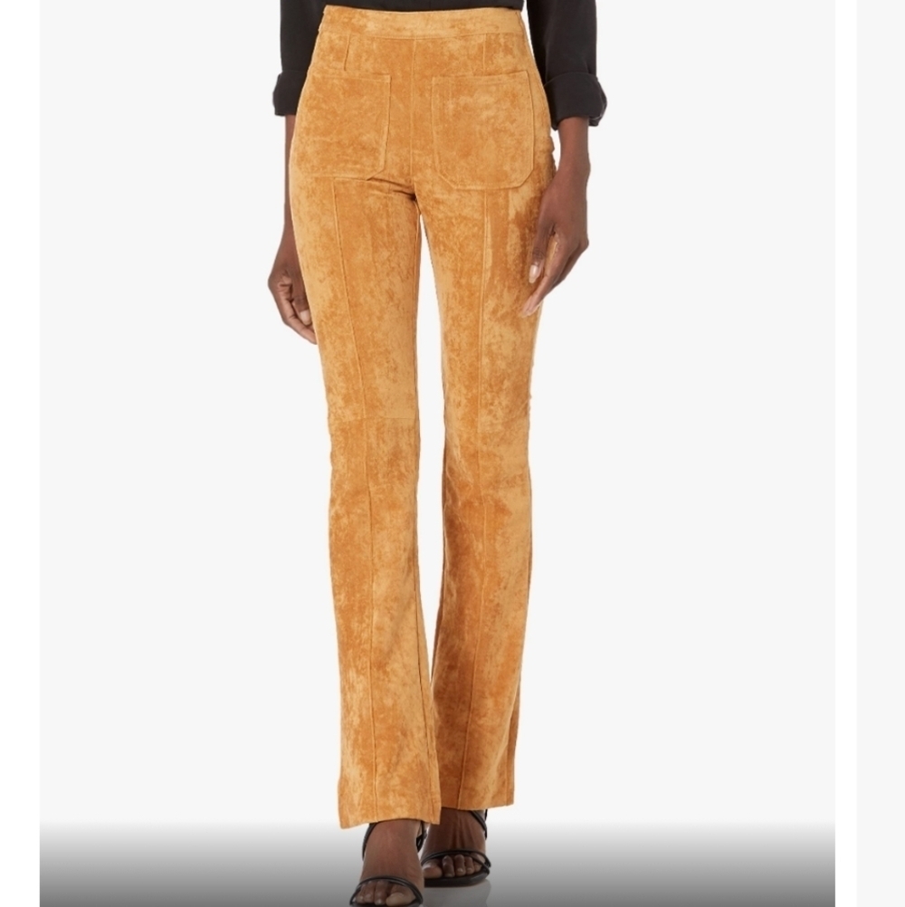 Women's Blank NYC Camel Color Microsuede High Waist Pants Boot Cut Size 26 New